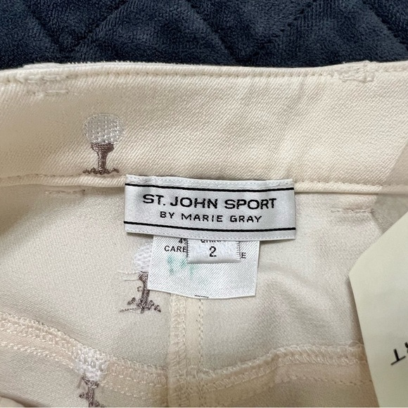 St. John Sport Pants Jeans Women Size 2 Straight Leg Golf Cream Crop C - Picture 10 of 12